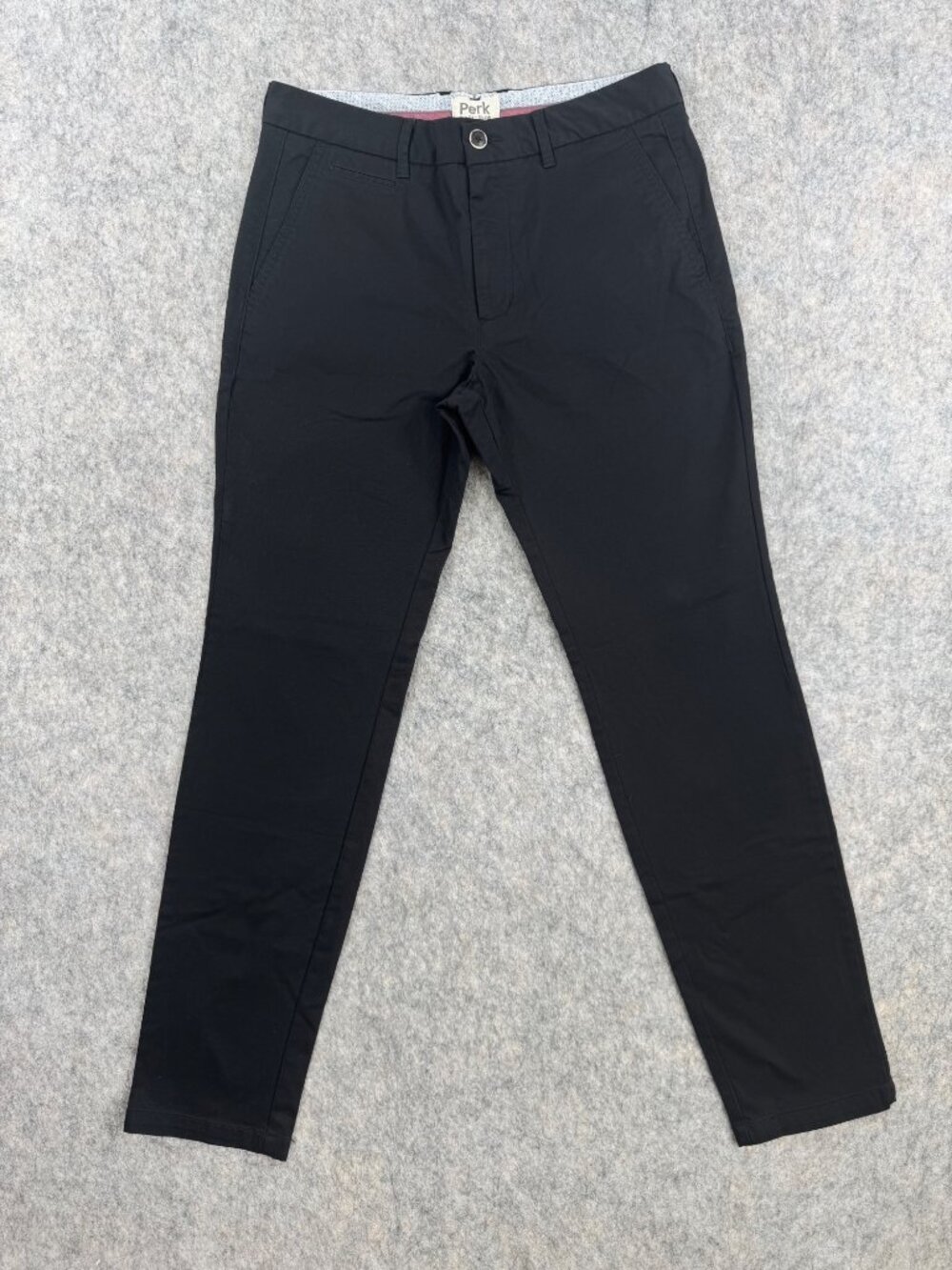 Perk Men’s Pants Slim Fit Stretch Black Sz 32 Work Trouser Chino